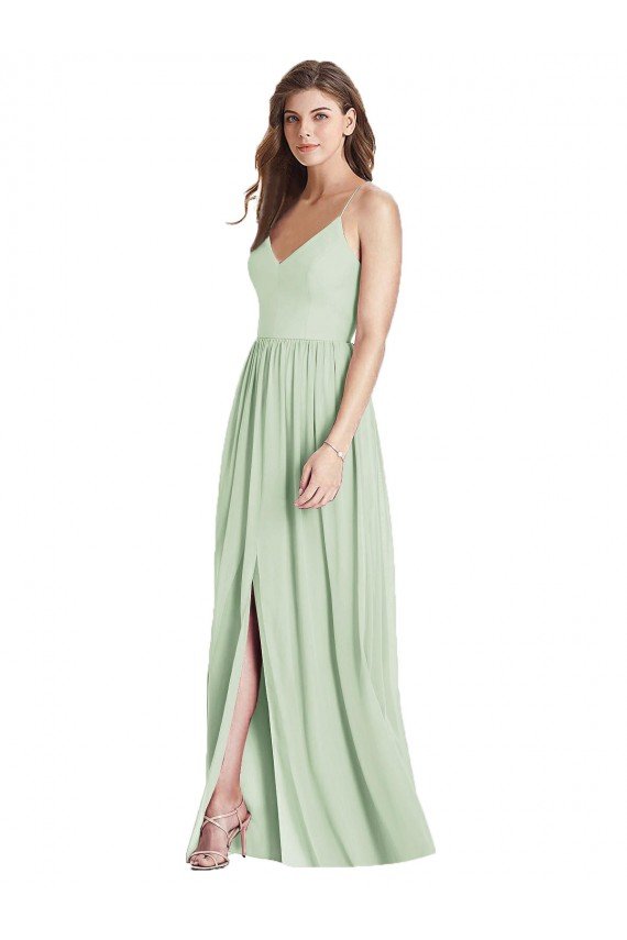 Criss Cross Strap Backless Maxi Long Chiffon Bridesmaid Dress Bristol