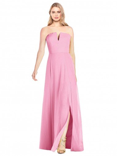 Strapless Notch Chiffon Maxi Bridesmaid Dress Bristol
