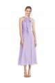 Midi Length Halter Plunging V-Back Chiffon Bridesmaid Dress / Cocktail Dress Bristol