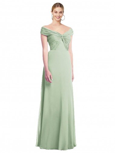 Draped Off the Shoulder Lux Chiffon Bridesmaid Dress Bristol