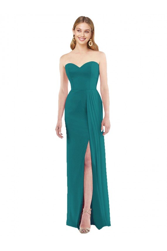 Sweetheart Neckline Lux Chiffon Bridesmaid Dress with Side Slit Bristol