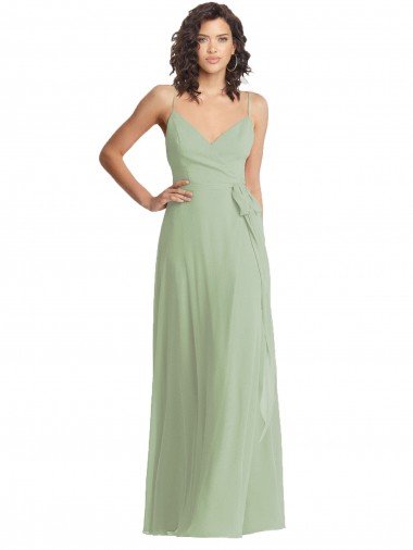 V-Neck Low Back Maxi Formal Wrap Chiffon Bridesmaid Dress Bristol