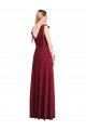 Full Length Bow-Shoulder V-Back Chiffon Bridesmaid Dress with Front Slit Bristol