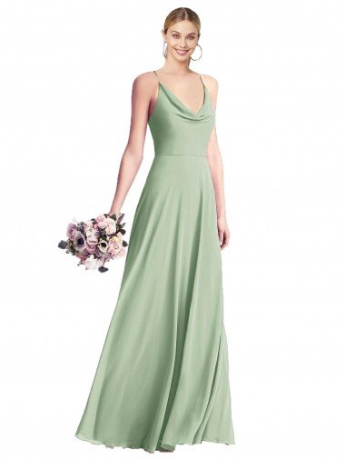 Cowl Neck Criss Cross Back Chiffon Maxi Bridesmaid Dress Bristol