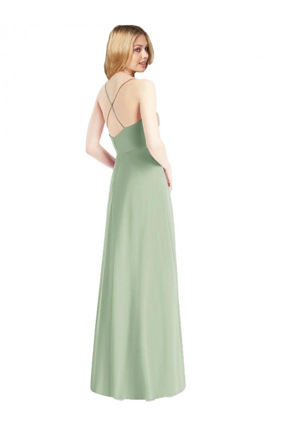 Cowl Neck Criss Cross Back Chiffon Maxi Bridesmaid Dress Bristol