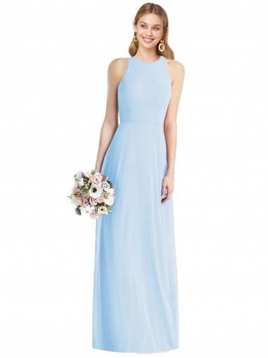 Sleeveless Halter Chiffon Maxi Bridesmaid Dress Bristol