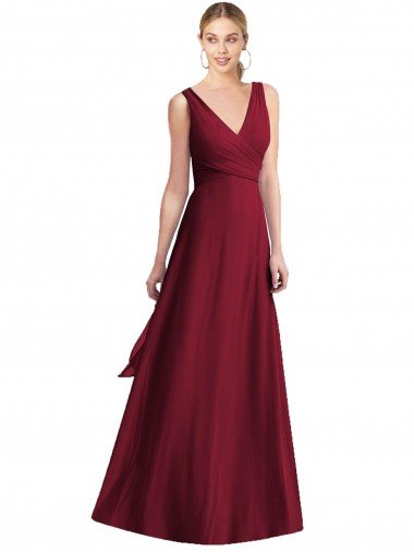 Sleeveless V-Neck Chiffon Wrap Bridesmaid Dress Bristol