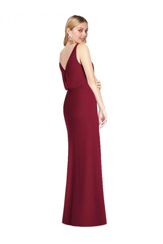 Blouson Bodice Chiffon Bridesmaid Dress with Front Slit Bristol