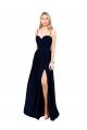 Draped A-Line Chiffon Formal Bridesmaid Dress with Spaghetti Straps and High Slit Bristol