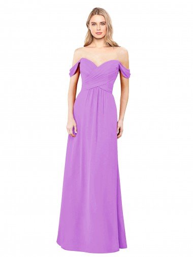 Off The Shoulder Draped Sleeves A-Line Chiffon Bridesmaid Dress Bristol