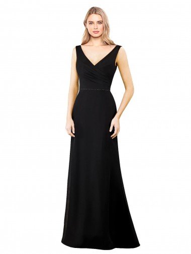 V-Neckline Chiffon Bridesmaid Dress / Prom Dress with Draped Bodice Bristol