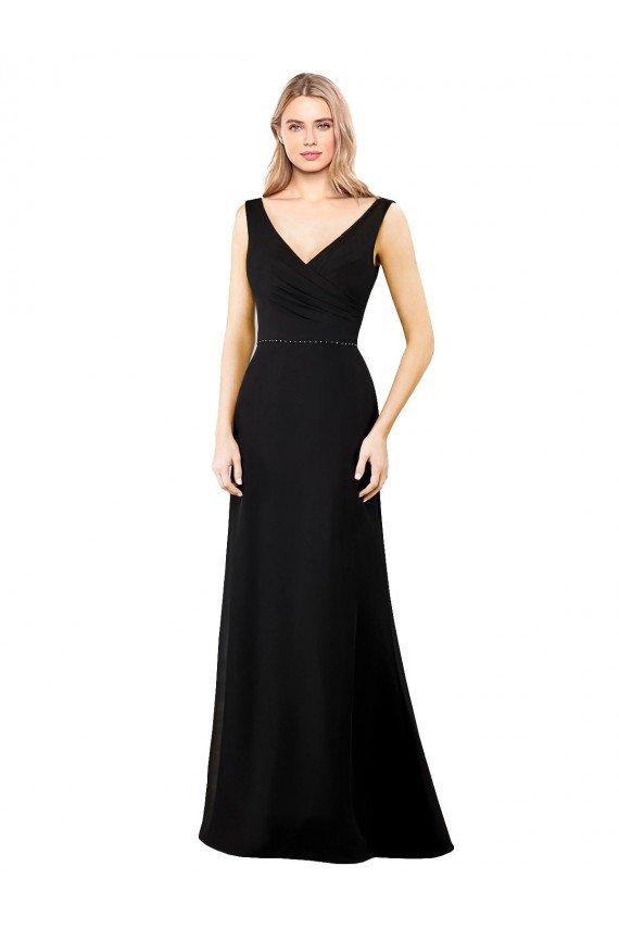 V-Neckline Chiffon Bridesmaid Dress / Prom Dress with Draped Bodice Bristol