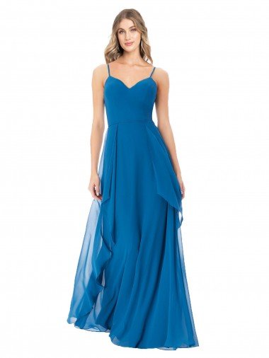 Simple Sweetheart Chiffon Bridesmaid Dress with Cascading Overlay Bristol