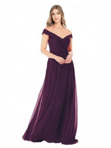 Classic Off the Shoulder Draped Chiffon Bridesmaid Dress Bristol