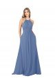 Draped High Neck Keyhole Back Bridesmaid Dress with Front Slit Bristol