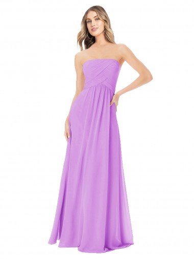 Draped Strapless Floor Length Chiffon Bridesmaid Dress Bristol