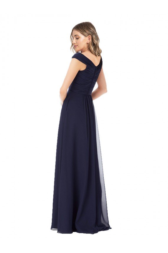 Off the Shoulder Classic Chiffon Bridesmaid Dress with Draped Bodice Bristol