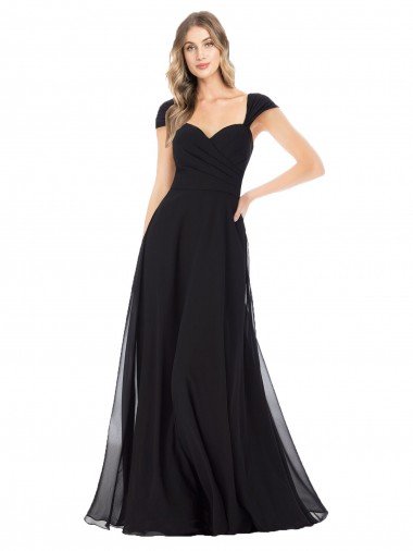 Sweetheart Cap Sleeves Chiffon Bridesmaid Dress Bristol