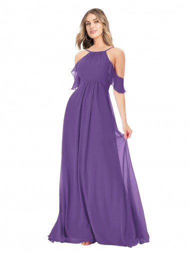 Cold Shoulder Flutter Sleeves Chiffon Bridesmaid Dress Bristol