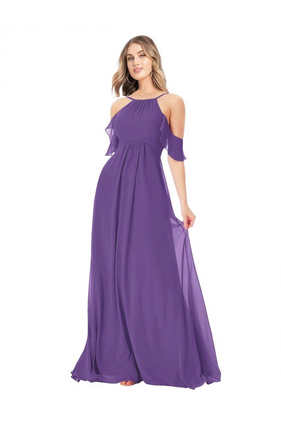 Cold Shoulder Flutter Sleeves Chiffon Bridesmaid Dress Bristol