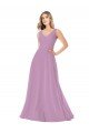 Simple Chiffon V-Neck Bridesmaid Dress with Draped V-Back Bristol
