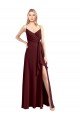 Spaghetti Straps V-Neck Long Chiffon Bridesmaid Dress with Side Slit Bristol