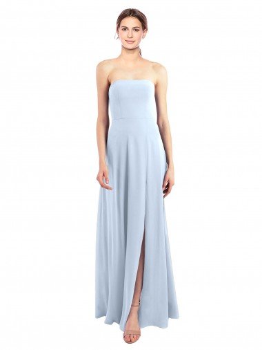 Fitted Strapless Full Length Chiffon Bridesmaid Dress with Front Slit Bristol