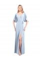 V-Neckline and Cascading Flutter Sleeves Chiffon Bridesmaid Dress with Front Slit Bristol