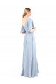 V-Neckline and Cascading Flutter Sleeves Chiffon Bridesmaid Dress with Front Slit Bristol