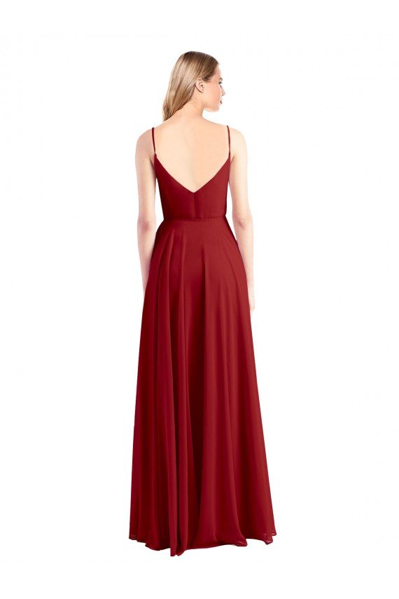A-Line Spaghetti Straps V-Neckline Chiffon Bridesmaid Dress Open Back Bristol