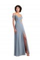 Off the Shoulder Folded Sleeve Long Chiffon Bridesmaid Dress with High Side Slit Bristol