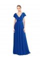 V-Neck A-Line Flutter Sleeves Long Chiffon Wrap Style Bridesmaid Dress Bristol