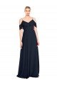 Draped Sleeves Flounce Neckline Long Chiffon Bridesmaid Dress with Spaghetti Straps Bristol