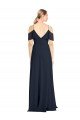 Draped Sleeves Flounce Neckline Long Chiffon Bridesmaid Dress with Spaghetti Straps Bristol