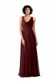 Draped Cowl Neck Long Chiffon Bridesmaid Dress with Wide Straps Bristol