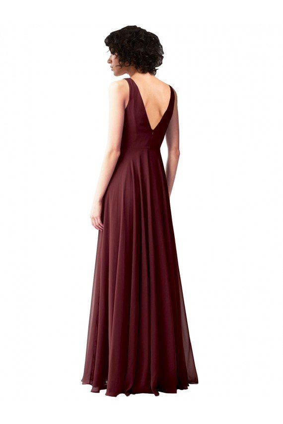 Draped Cowl Neck Long Chiffon Bridesmaid Dress with Wide Straps Bristol