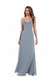 Long Full Length Draped Cowl Neck V-Back Slip Chiffon Bridesmaid Dress Bristol