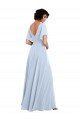 Split Flutter Sleeves V-Neck Chiffon Bridesmaid Dress with Open V-Back Bristol