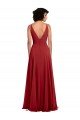 Fitted Plunging Deep V-Neck Long Chiffon Bridesmaid Dress with V-Back Bristol