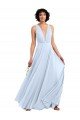 Daring Plunging V-Neck Long Chiffon Bridesmaid Dress with Pleated Bodice Bristol