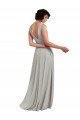 Daring Plunging V-Neck Long Chiffon Bridesmaid Dress with Pleated Bodice Bristol