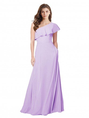 Draped One Shoulder Long Chiffon Bridesmaid Dress  Bristol