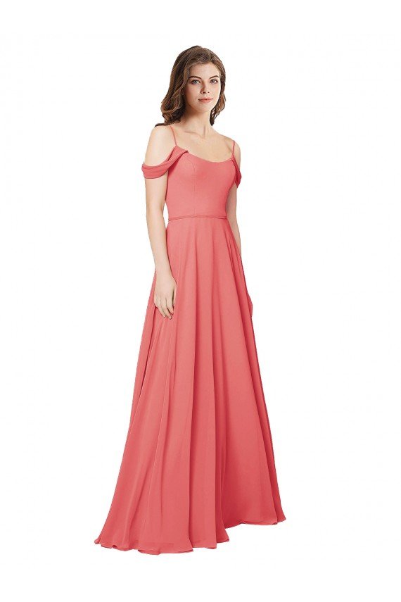 Draped Off the Shoulder Straps Chiffon Bridesmaid Dress Bristol