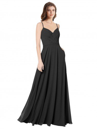 Cowl Back Spaghetti Straps Long Chiffon Bridesmaid Dress  Bristol