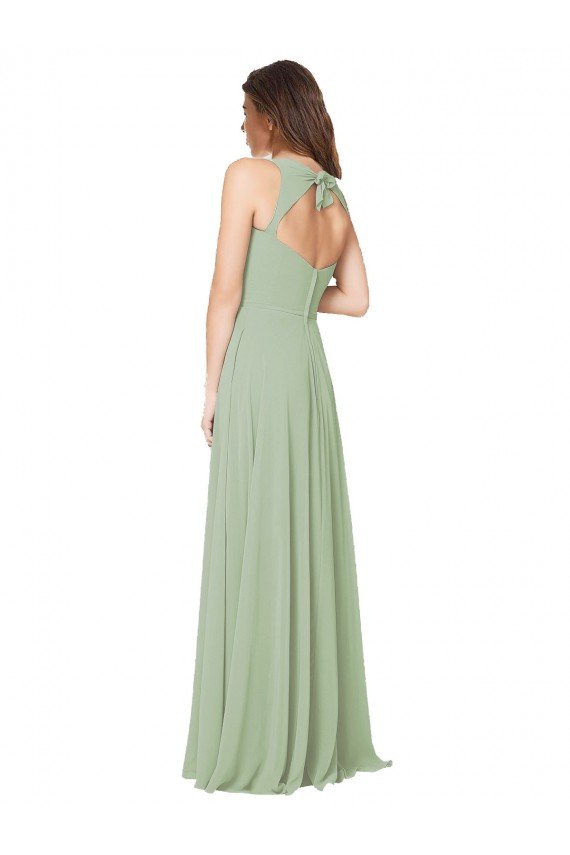A-Line Open Back Chiffon Bridesmaid Dress with Pockets Bristol