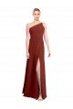 Fit and Flare One Shoulder Long Chiffon Bridesmaid Dress with High Slit Bristol