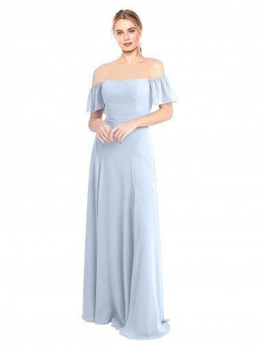Off the Shoulder Flutter Sleeves Long Chiffon Bridesmaid Dress Bristol