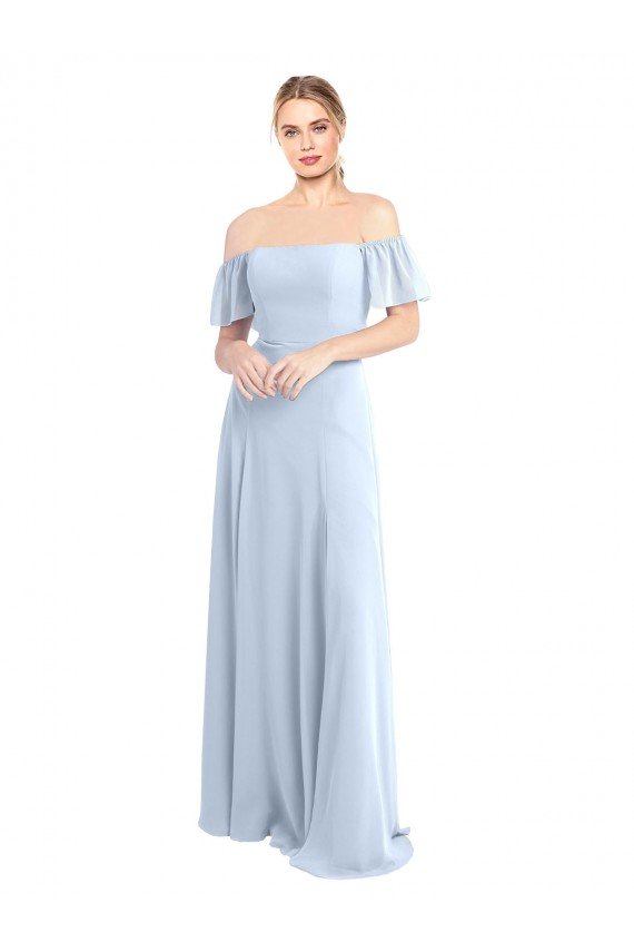 Off the Shoulder Flutter Sleeves Long Chiffon Bridesmaid Dress Bristol