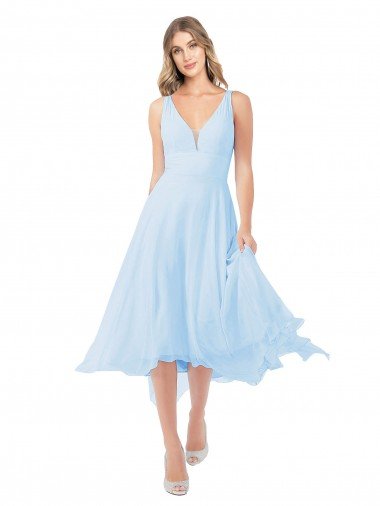 Chiffon Midi Length Keyhole Back Cocktail Bridesmaid Dress Bristol