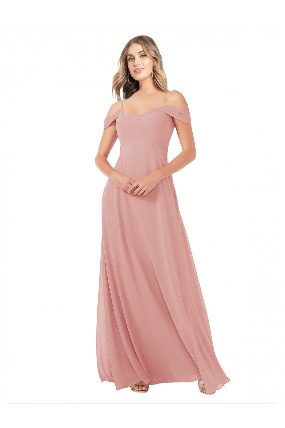 Draped Shoulder Sash Back Chiffon Bridesmaid Dress Bristol